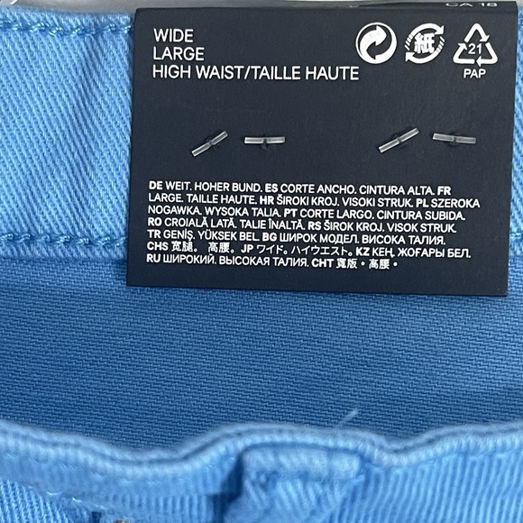 NWT H&M Divided Wide Leg High Waist Blue Pants Jeans Denim Women's Size 18 - Picture 6 of 10